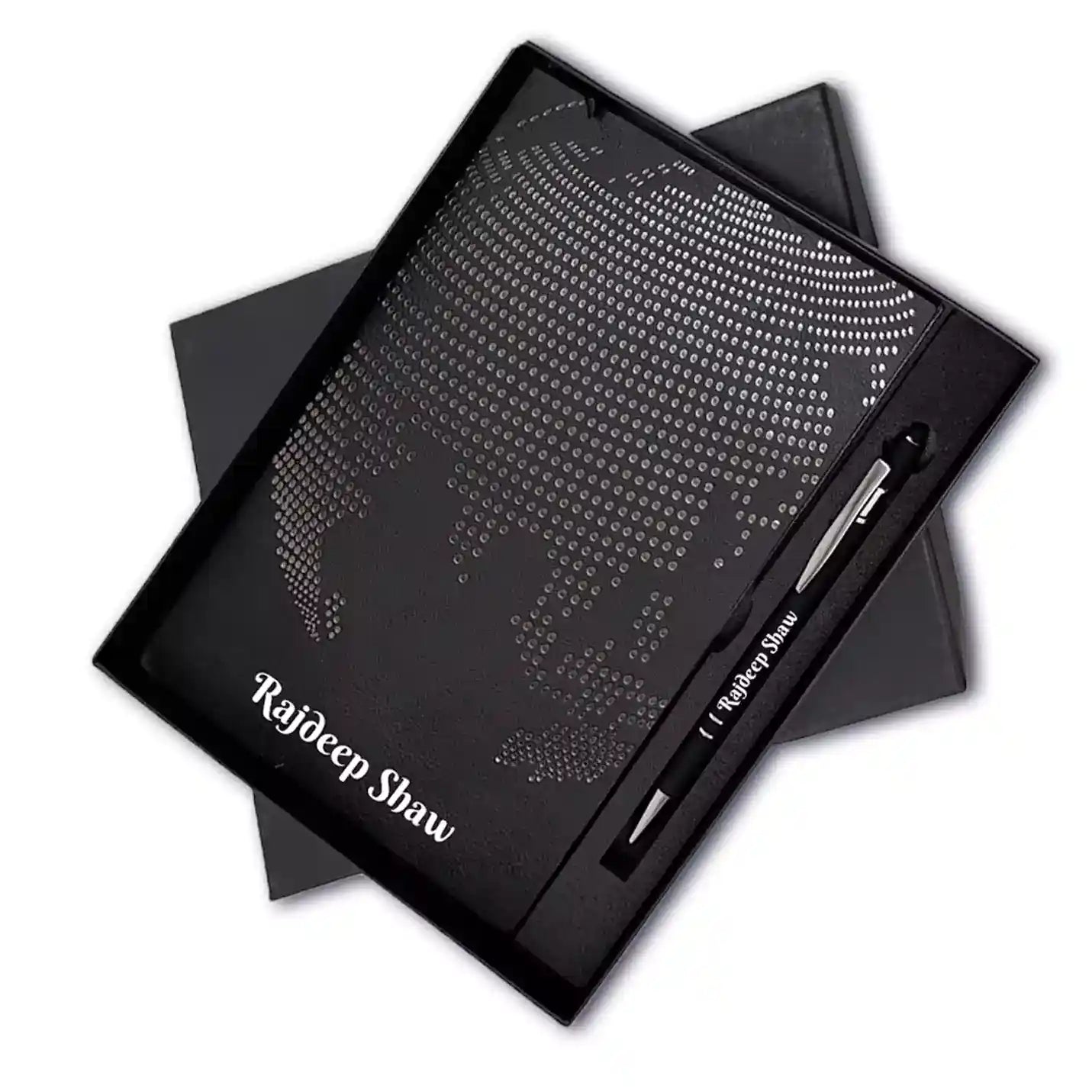 Premium 2 in 1 Black Globe Diary & Pen Combo Gift Set